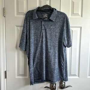 EUC Men’s Under Armour Blue and Grey Polo - Loose Fit - Size 2XL